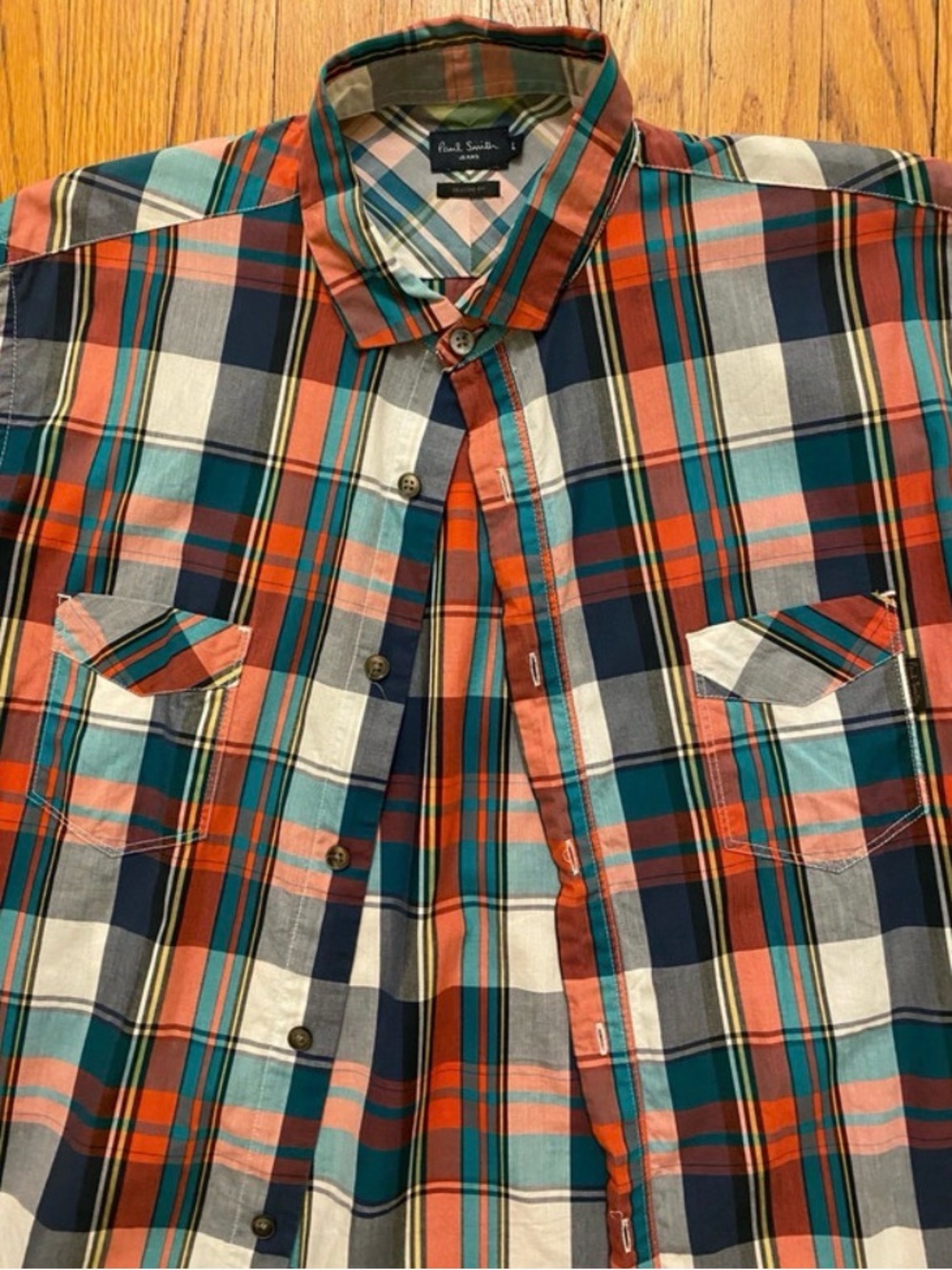 Paul Smith Jeans Classic Fit Plaid Button-Up Shirt - Size Large - Retail $175